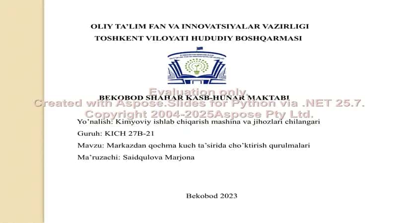 Kimyoviy ishlab chiqarish mashina va jihozlari chilangari