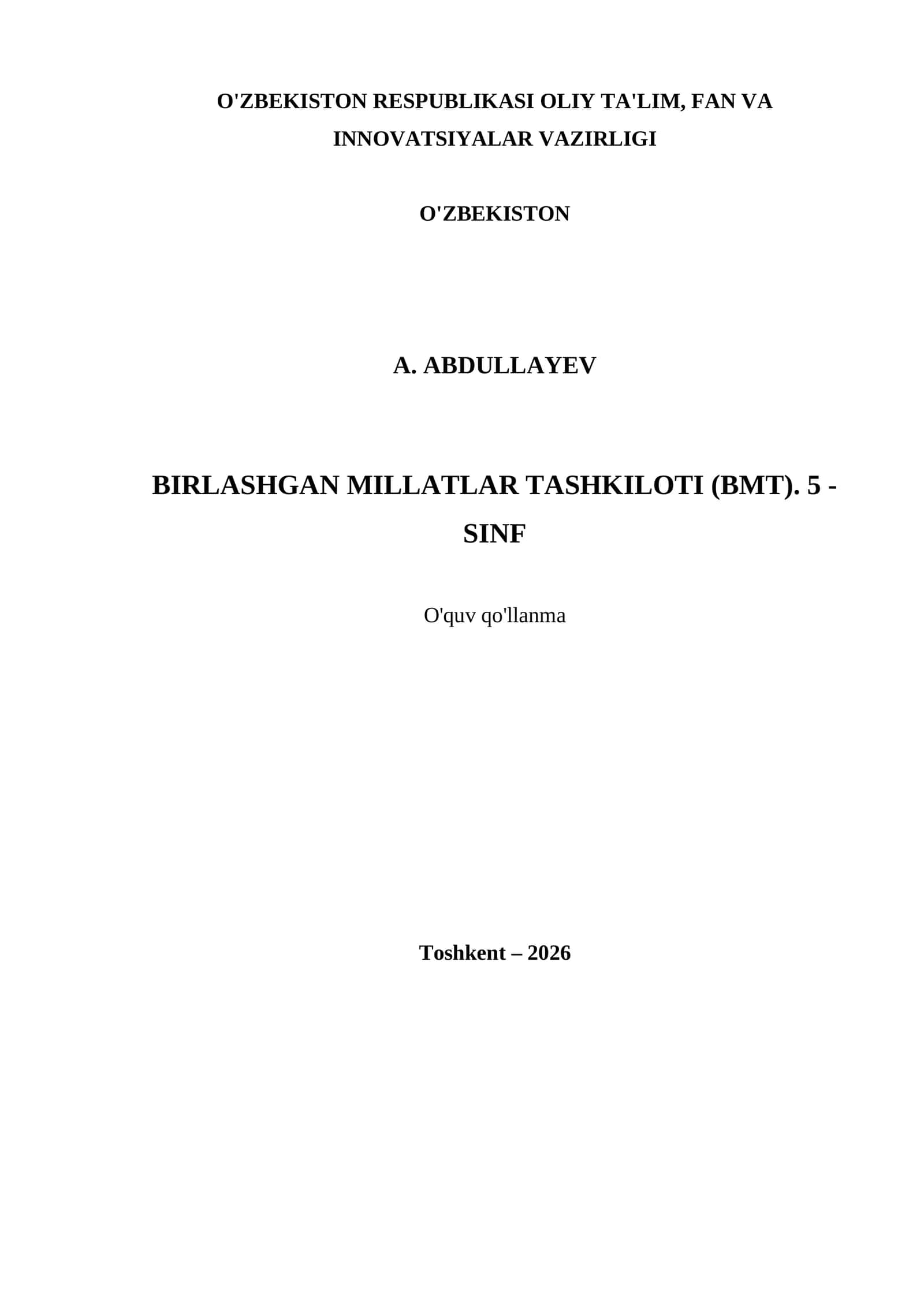BIRLASHGAN MILLATLAR TASHKILOTI (BMT). 5 - SINF