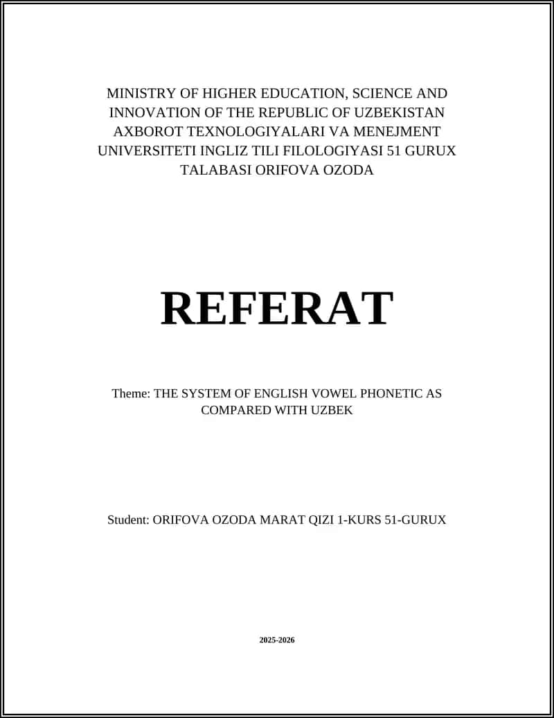 FILIOLOGIYASI 51 GURUX TALABASI ORIFOVA OZODA REFERAT