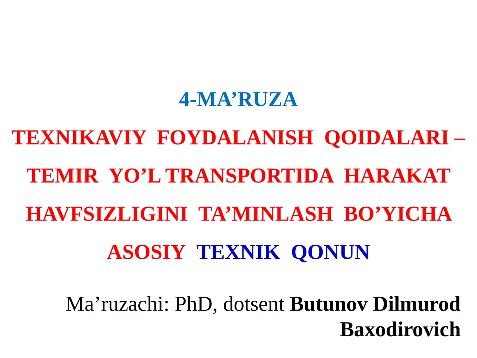 TEXNIKAVIY FOYDALANISH QOIDALARI