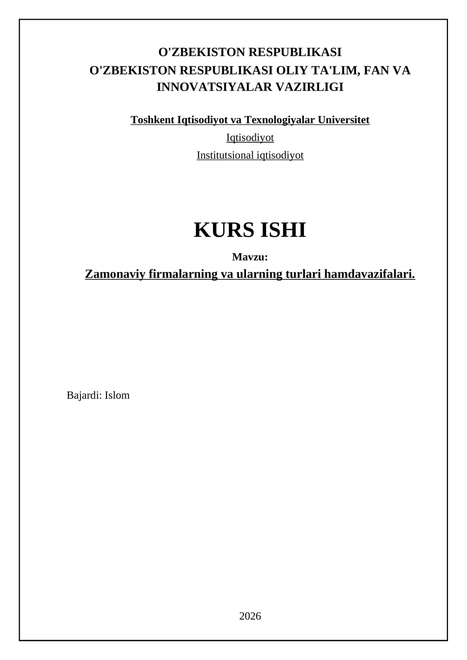 Zаmоnаviy firmаlаrning vа ulаrning turlаri hаmdаvаzifаlаri