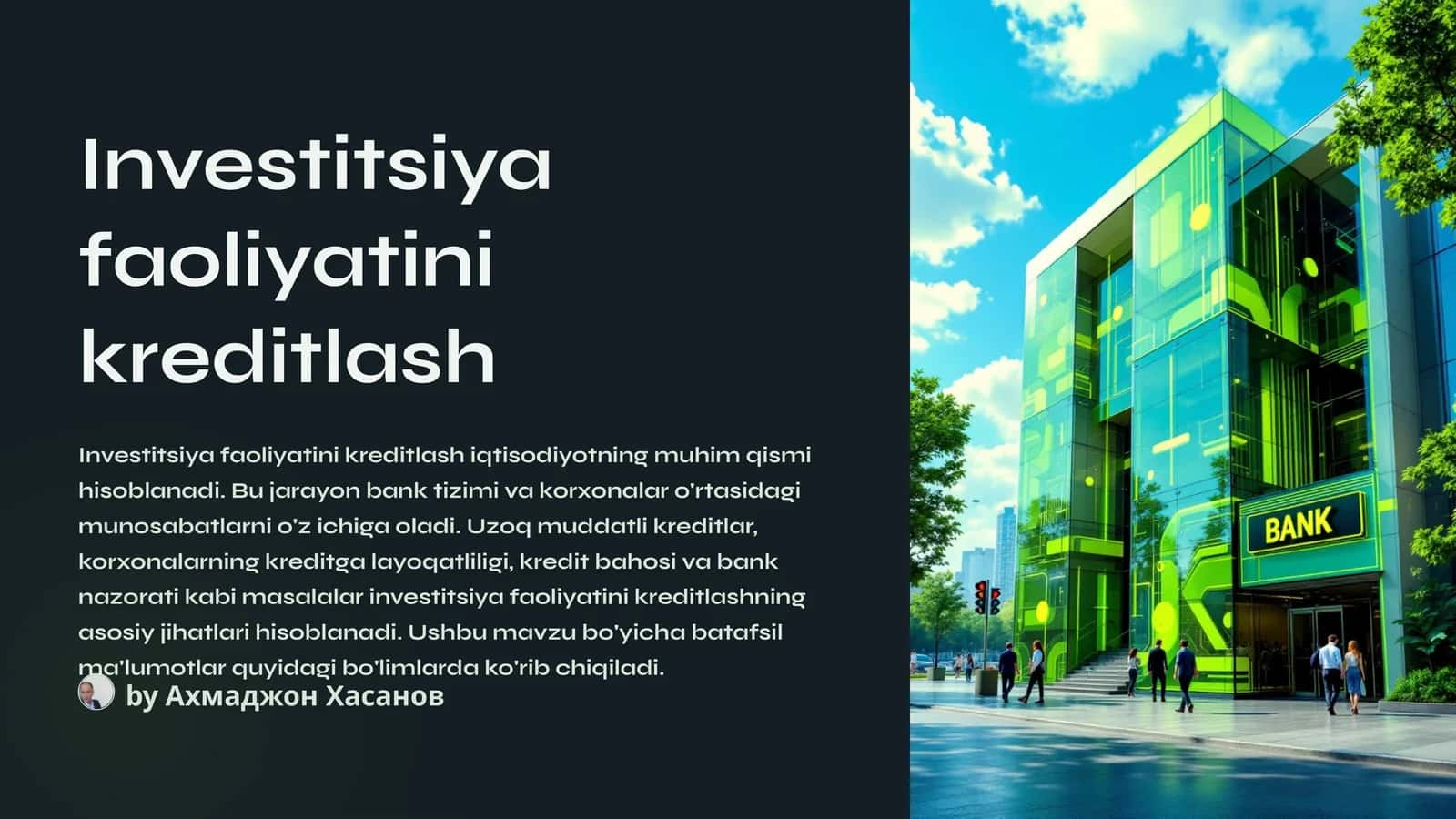 Investitsiya faoliyatini kreditlash