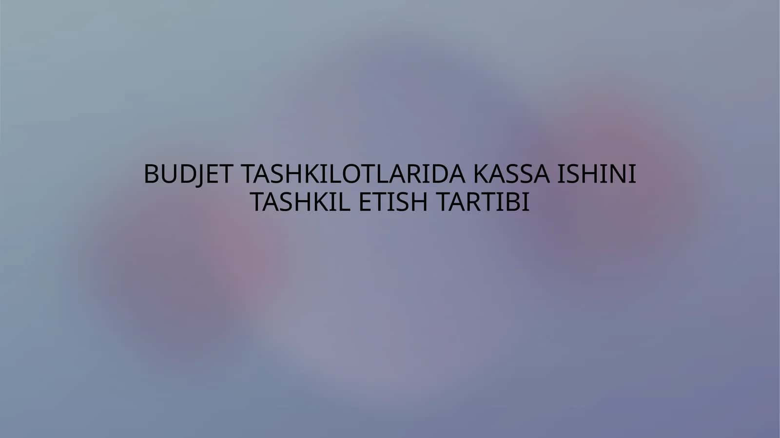 Budjet tashkilotlarida kassa ishini tashkil etish tartibi