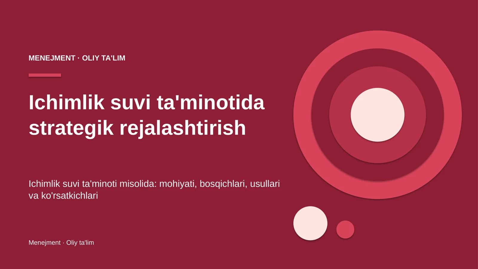 Ichimlik suvi ta'minotida strategik rejalashtirish