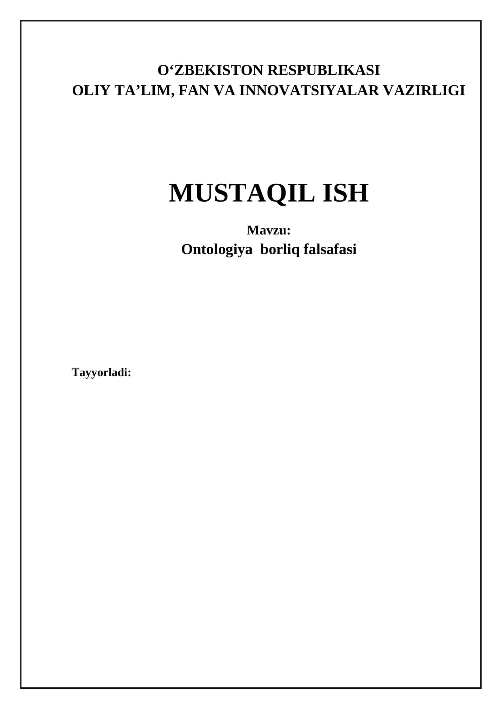 Ontologiya borliq falsafasi
