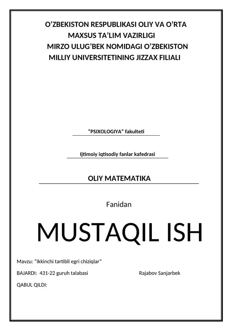 Ikkinchi tartibli egri chiziqlar