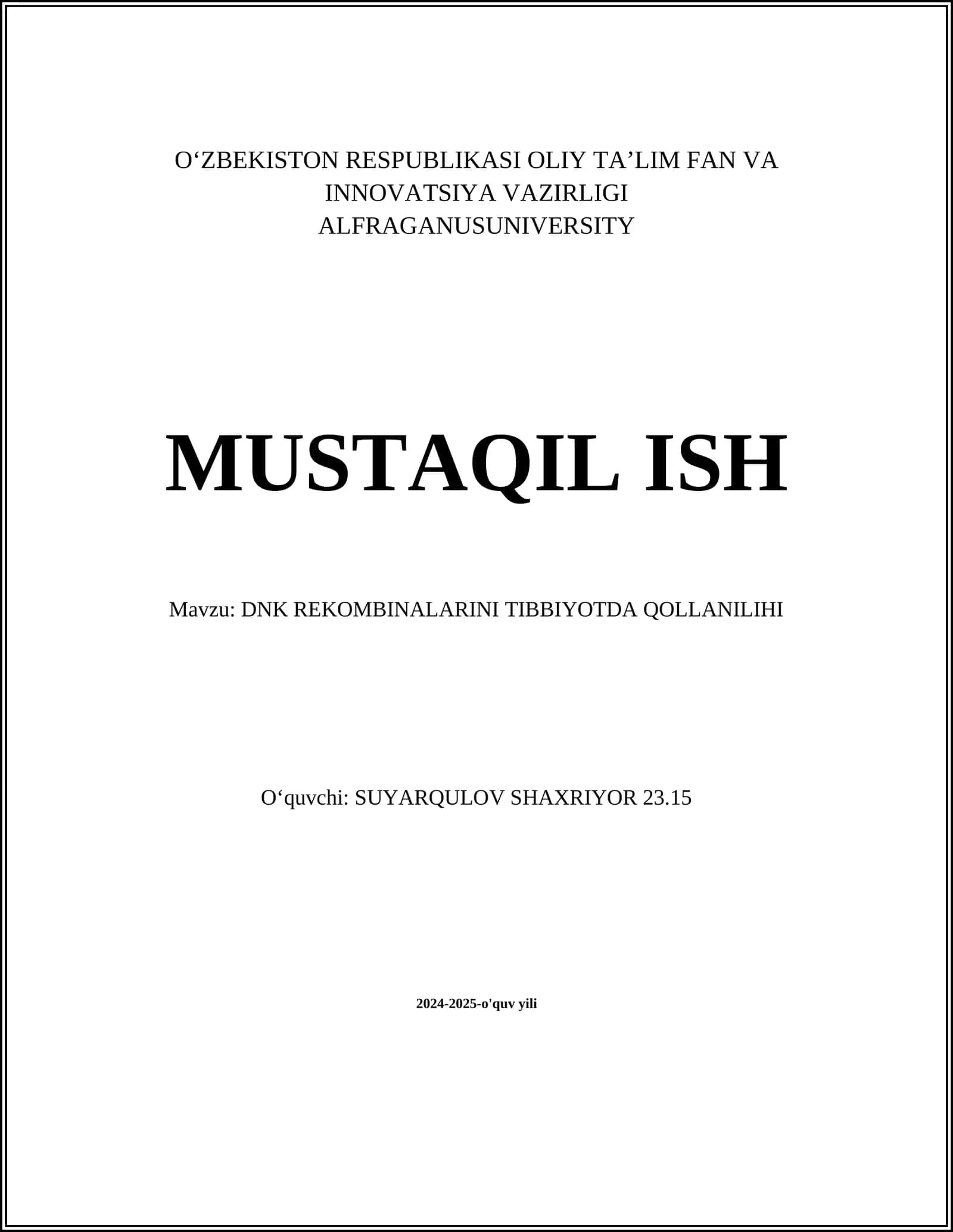 DNK rekombinalarini tibbiyotda qollanilishi