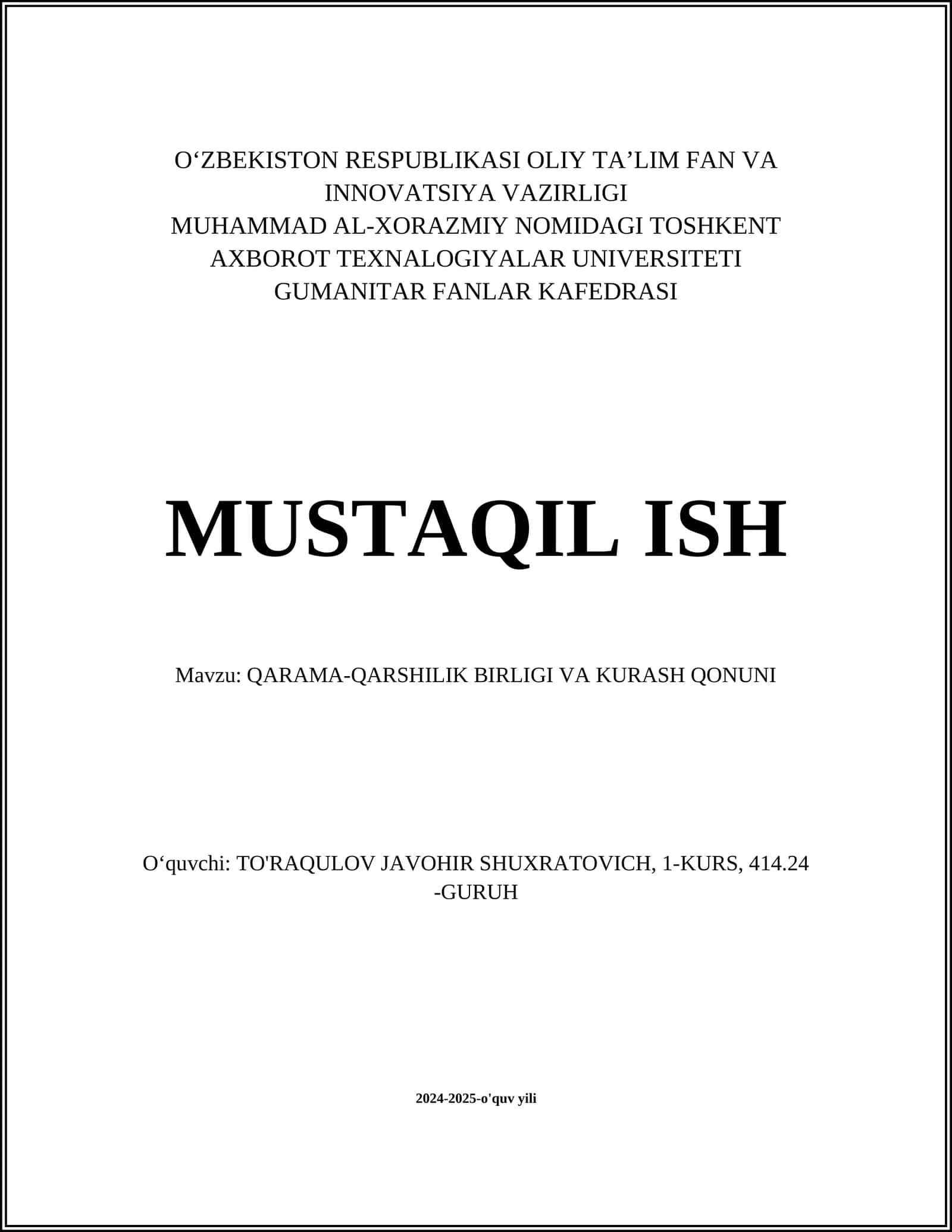 Qarama-qarshilik birligi va kurash qonunining asosiy tamoyillari