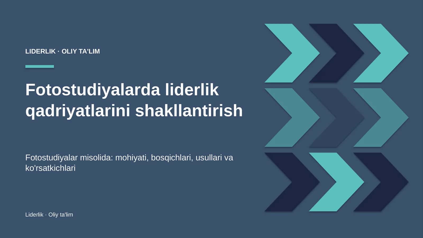 Fotostudiyalarda liderlik qadriyatlarini shakllantirish