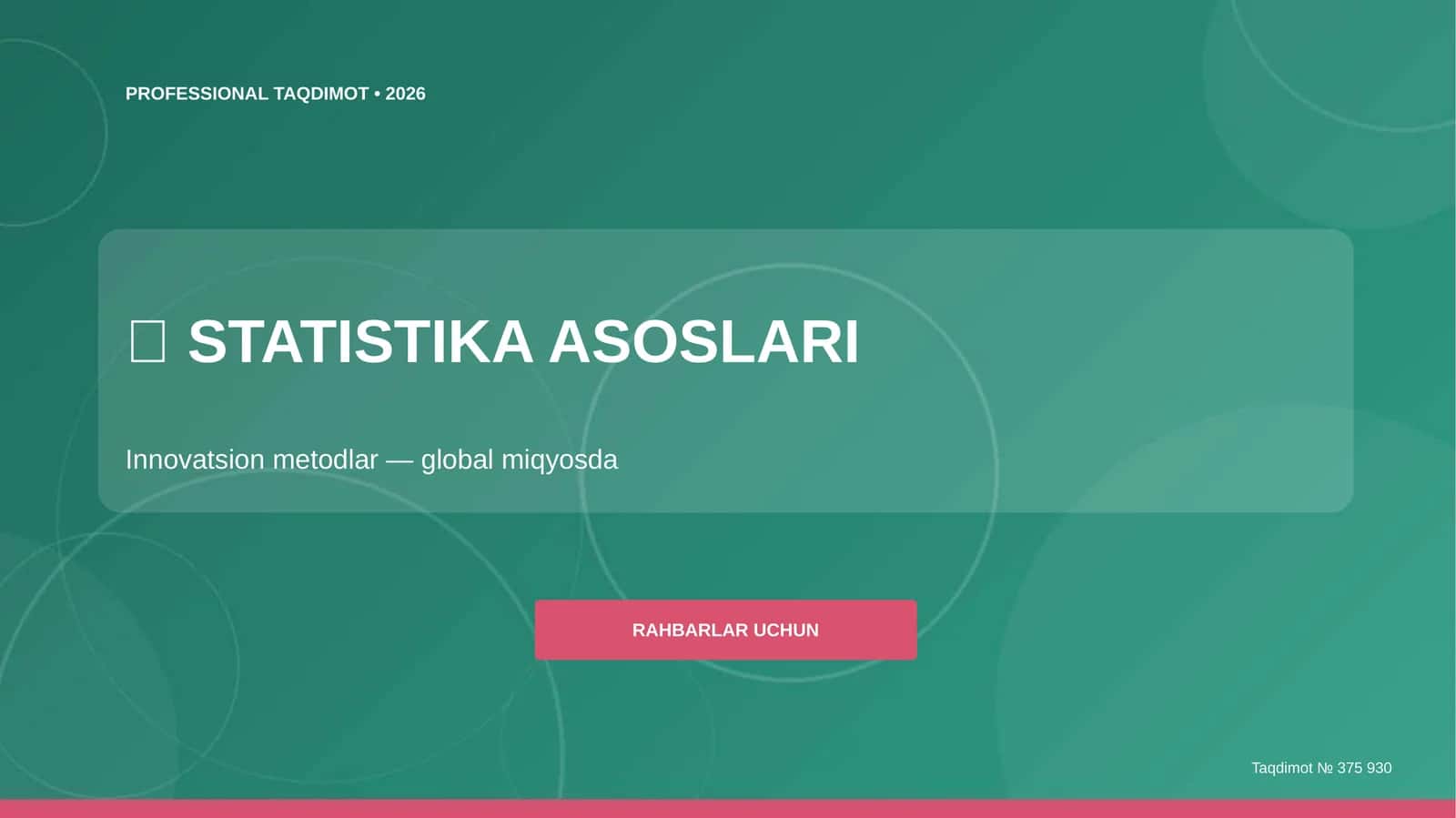 STATISTIKA ASOSLARI