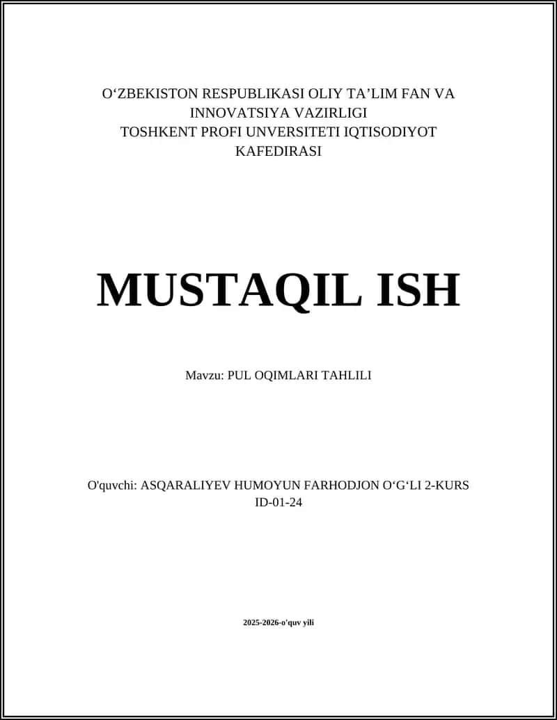 Pul oqimlari tahlili
