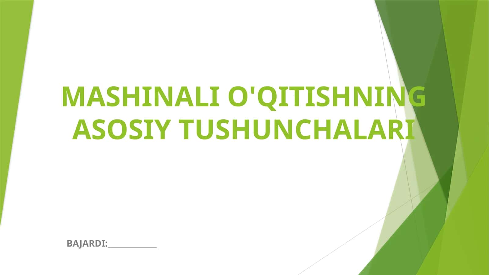 Mashinali O'qitishning Asosiy Tushunchalari