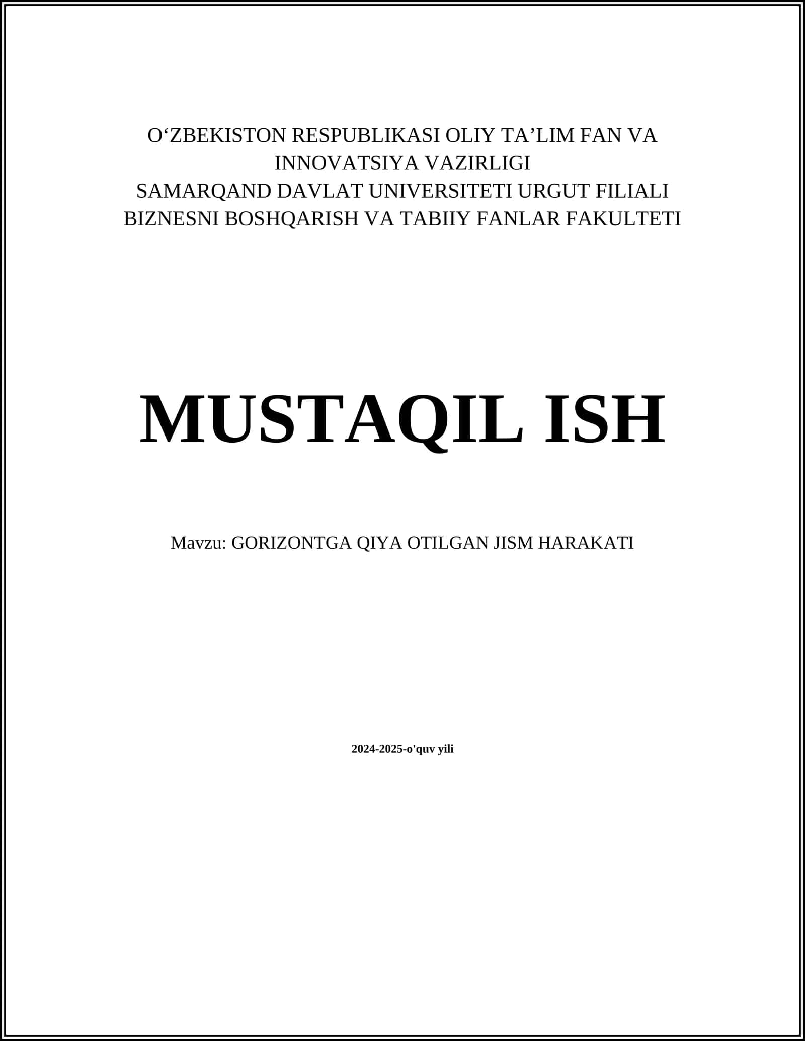 Gorizontga Qiya Otilgan Jism Harakati