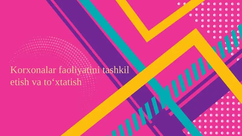 Korxonalar faoliyati ni tashkilotish va to‘xtatish