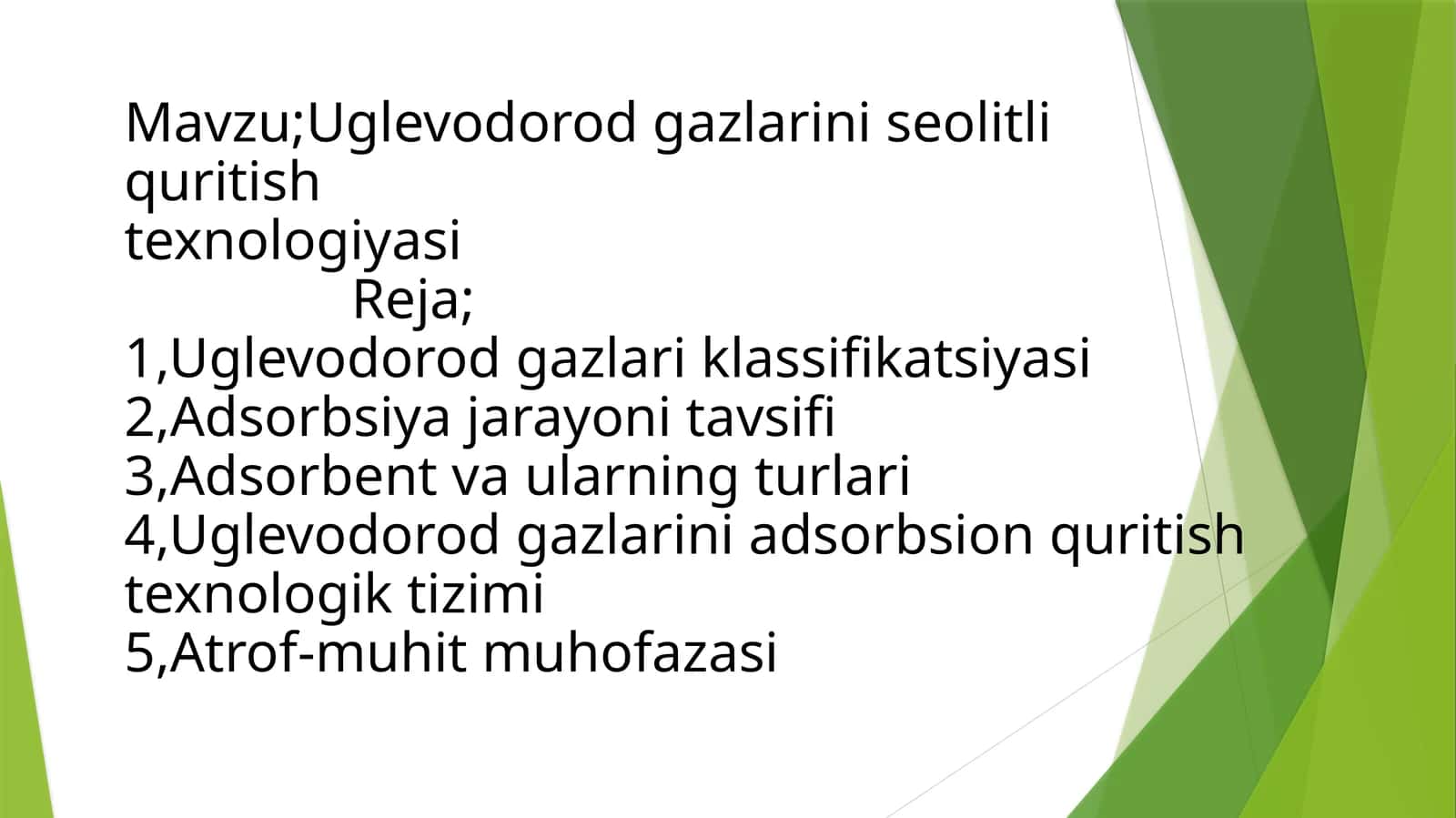 Uglevodorod gazlarini seolitli quritishtexnologiyasi