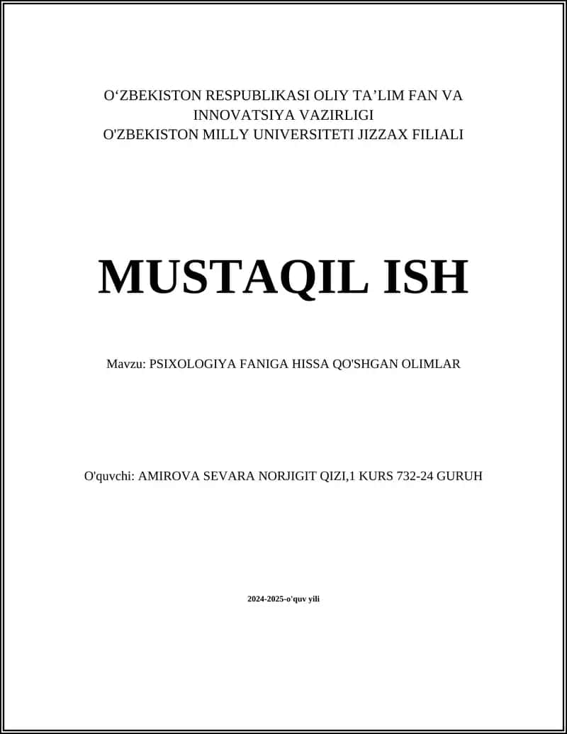 Psixologiya Faniga Hissa Qo'shgan Olimlar