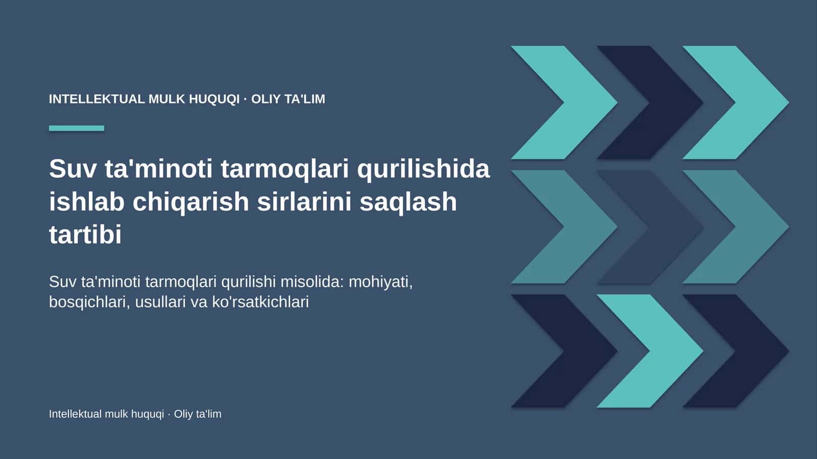 suv ta'minoti tarmoqlari qurilishida ishlab chiqarish sirlarini saqlash tartibi 3446