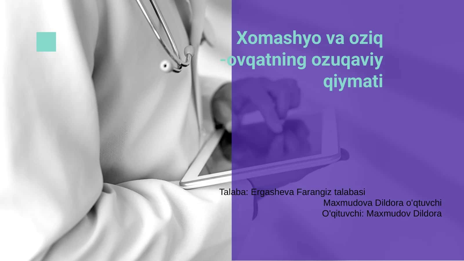 Xomashyo va oziq -ovqatning ozuqaviy qiymati
