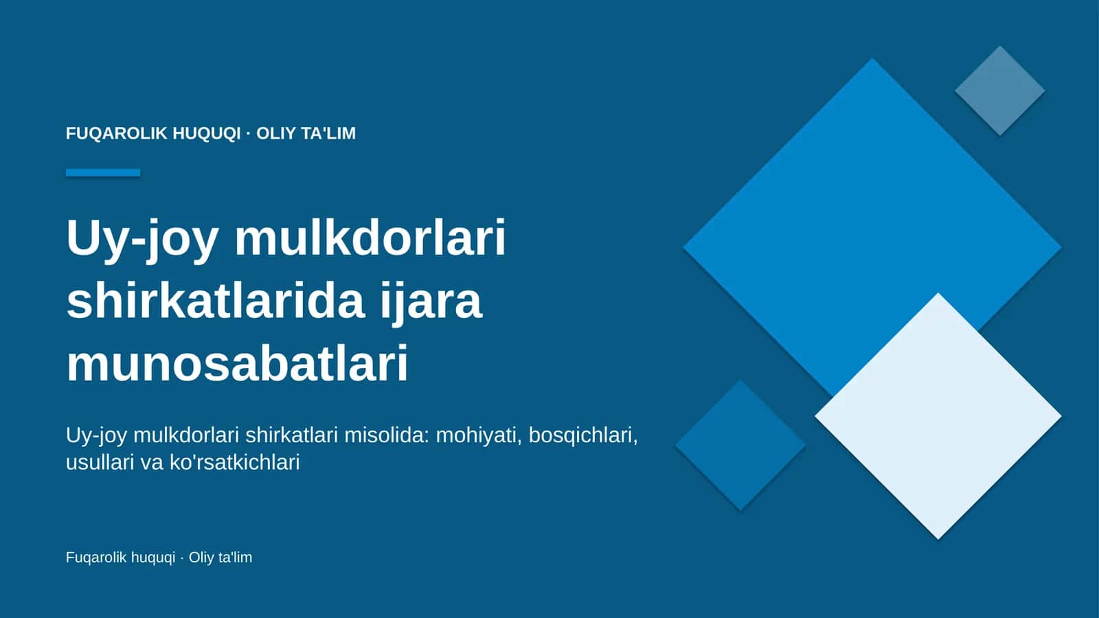 Uy-joy mulkdorlari shirkatlarida ijara munosabatlari
