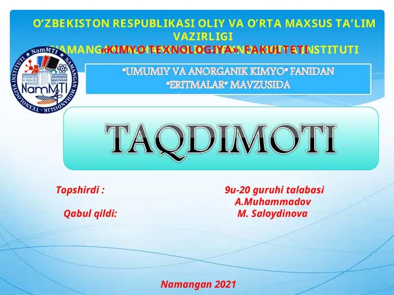 Ikki yoki bir necha komponentdan iborat qattiq yoki suyuq gomogen sistemalar