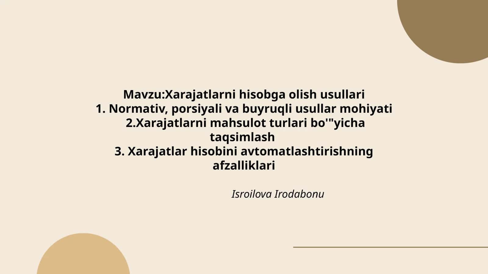 Xarajatlarni hisobga olish usullari