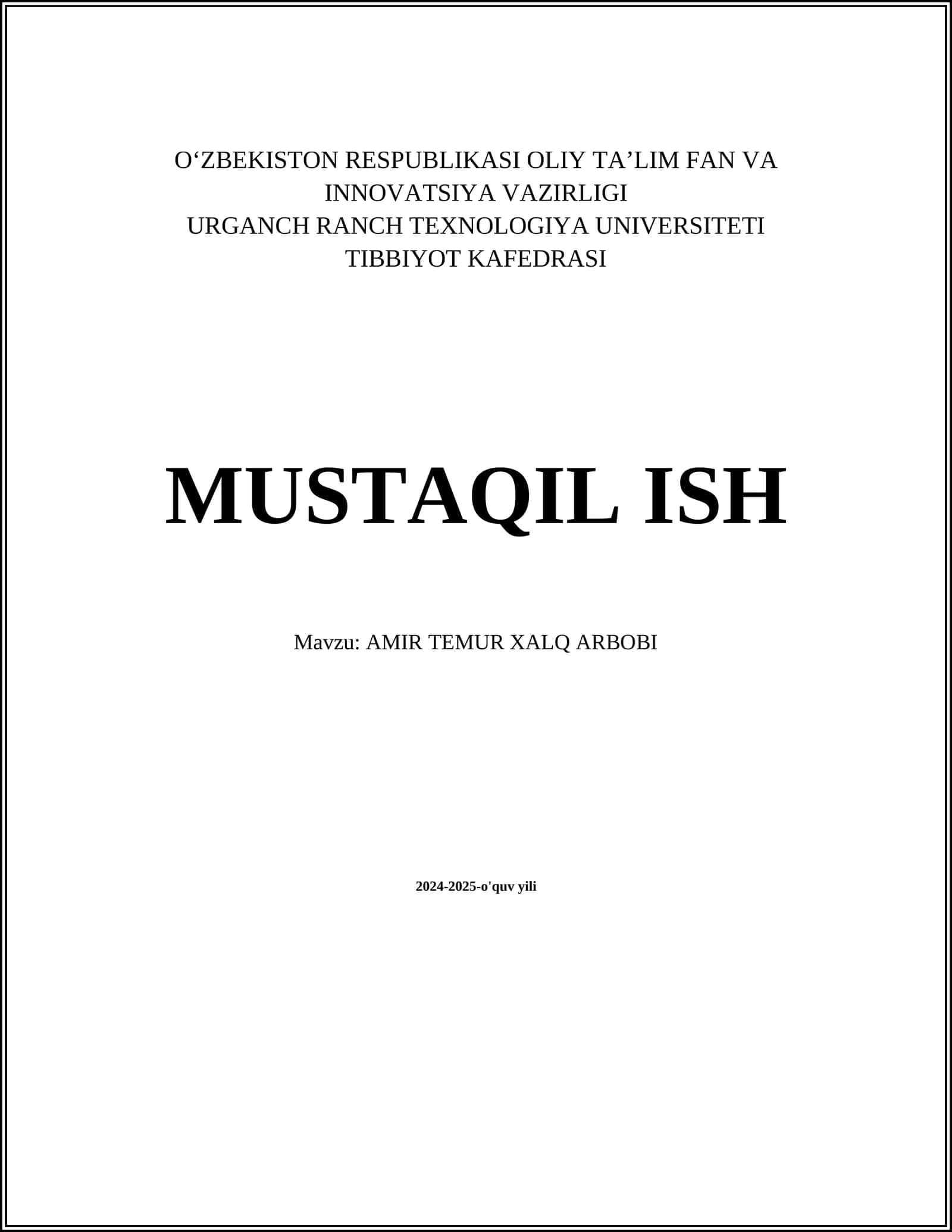 AMIR TEMUR XALQ ARBOBI