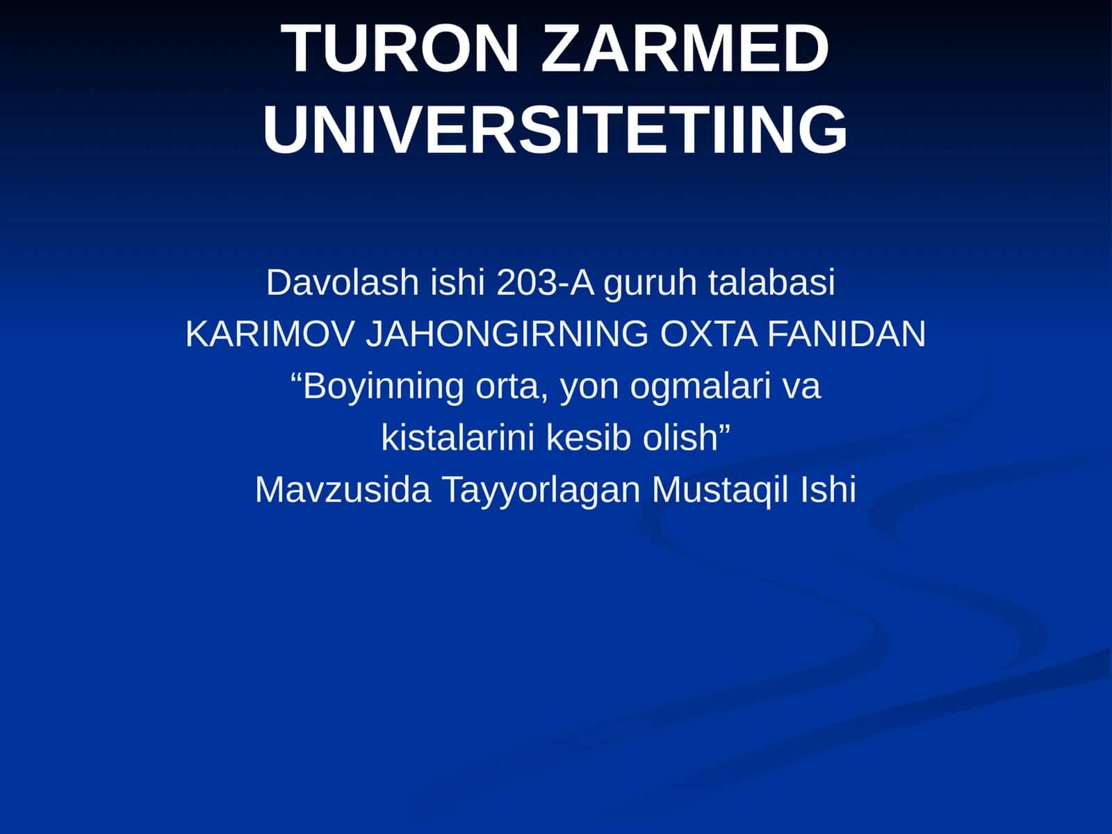 Boyinning orta, yon og'malari va kistalarini kesib olish