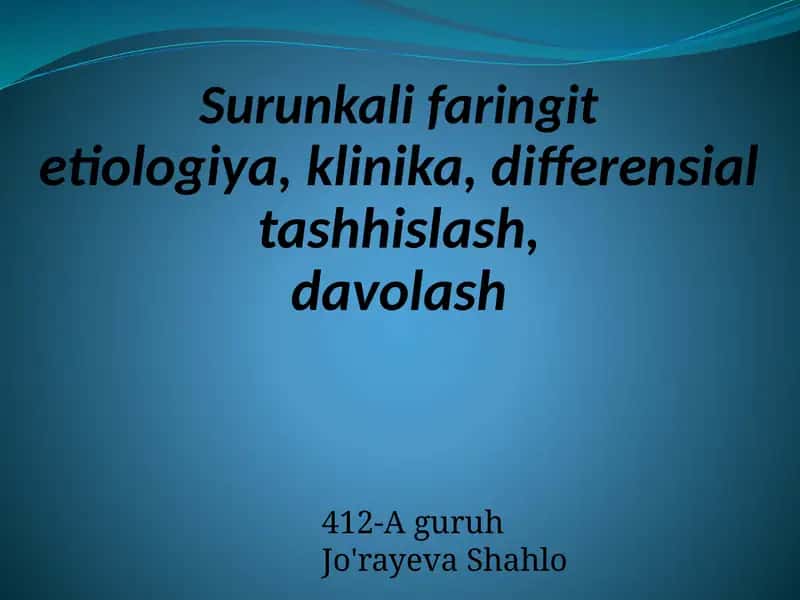 SURUNKALI FARINGIT(pharyngitischronica) -halqumshilliqpardasiningsurunkaliyallig’lanishibo’lib,odatdao’tkirfaringitniеtarlidarajadavolamaslikvabartarafetilmaganetiologikomillarta’sirinatijasidarivojlanadi