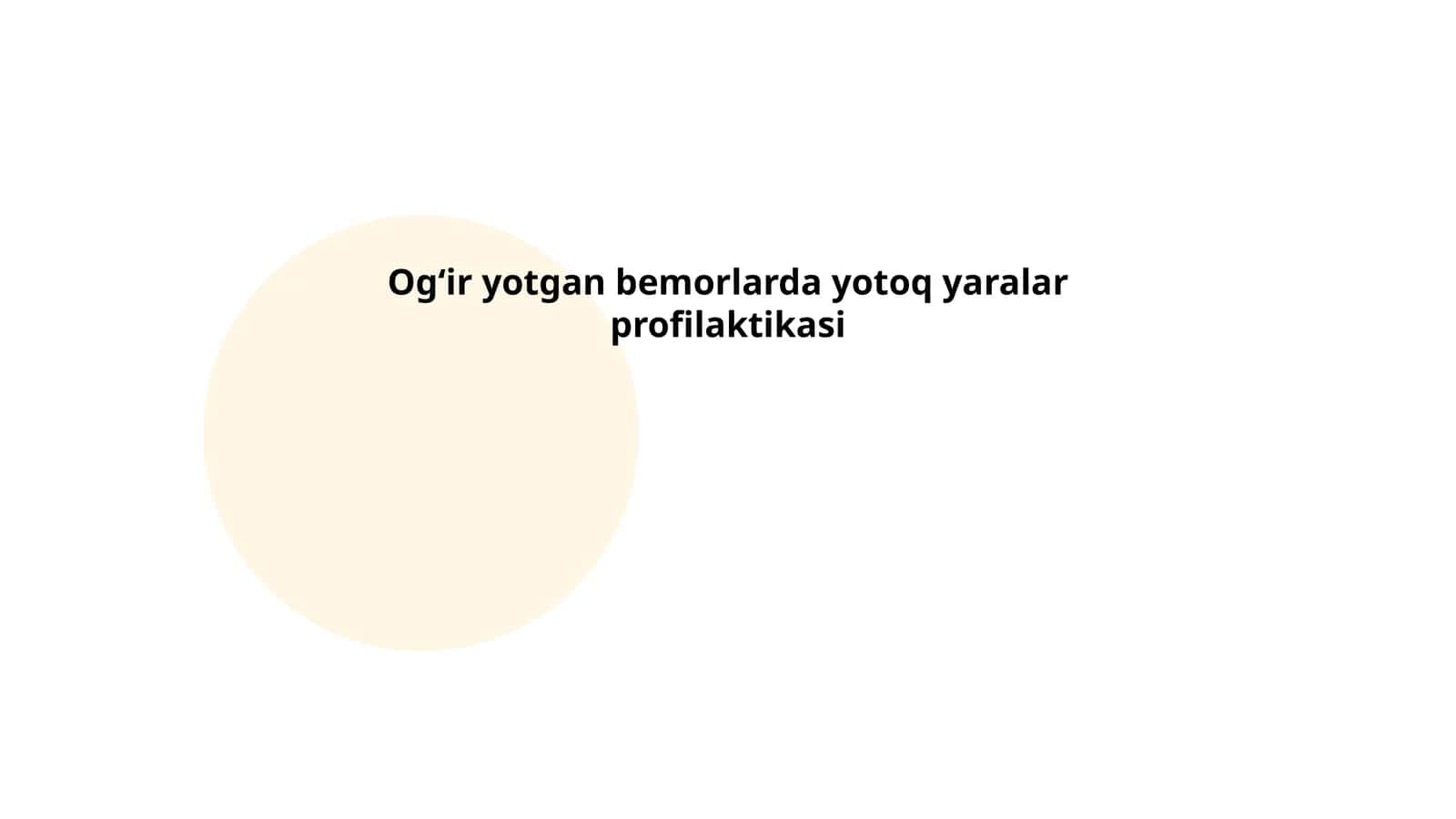 Ogʻir yotgan bemorlarda yotoq yaralar profilaktikasi