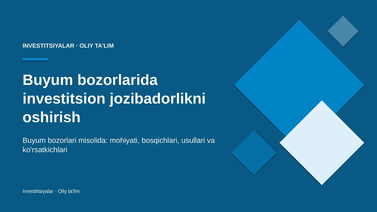Investitsiyalar · Oliy Ta'limgi