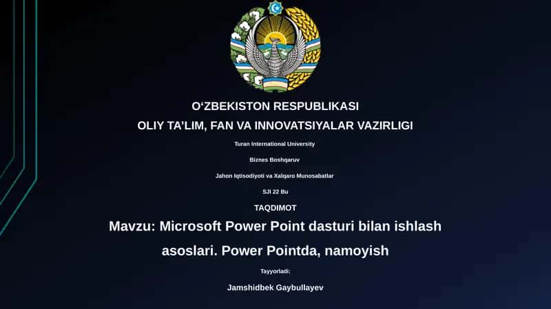 Microsoft Power Point dasturi bilan ishlash