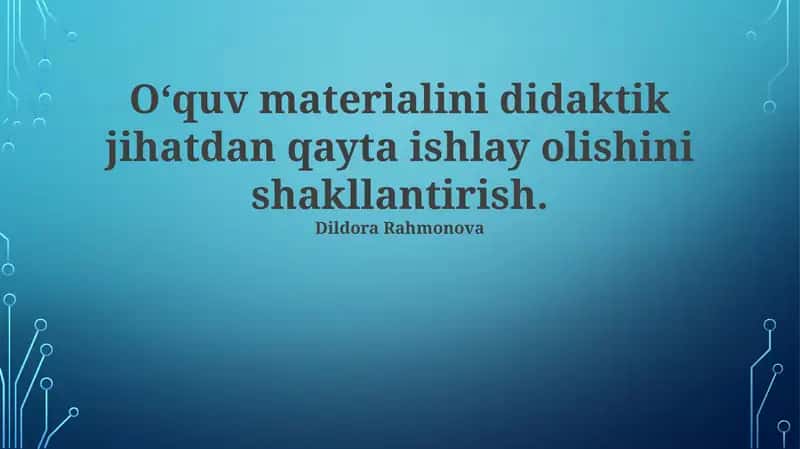 O'quv Materiallarini Didaktik Qayta Ishlashning Asosiy Printsiplari
