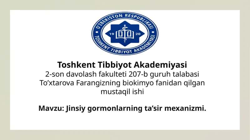 Jinsiy gormonlarning ta’sir mexanizmi