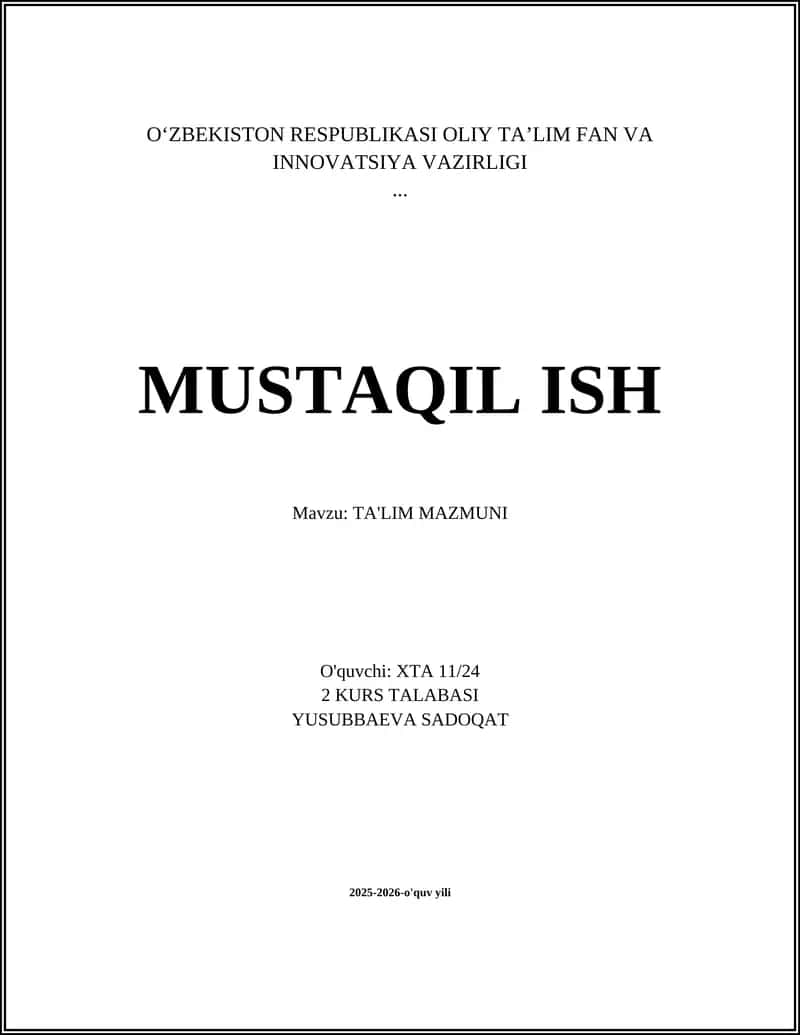 TA'LIM MAZMUNI