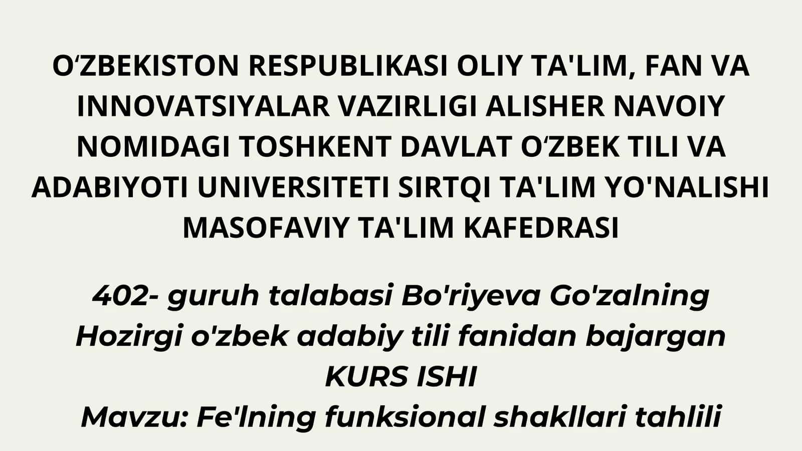 Fe'lning funksional shakllari tahlili