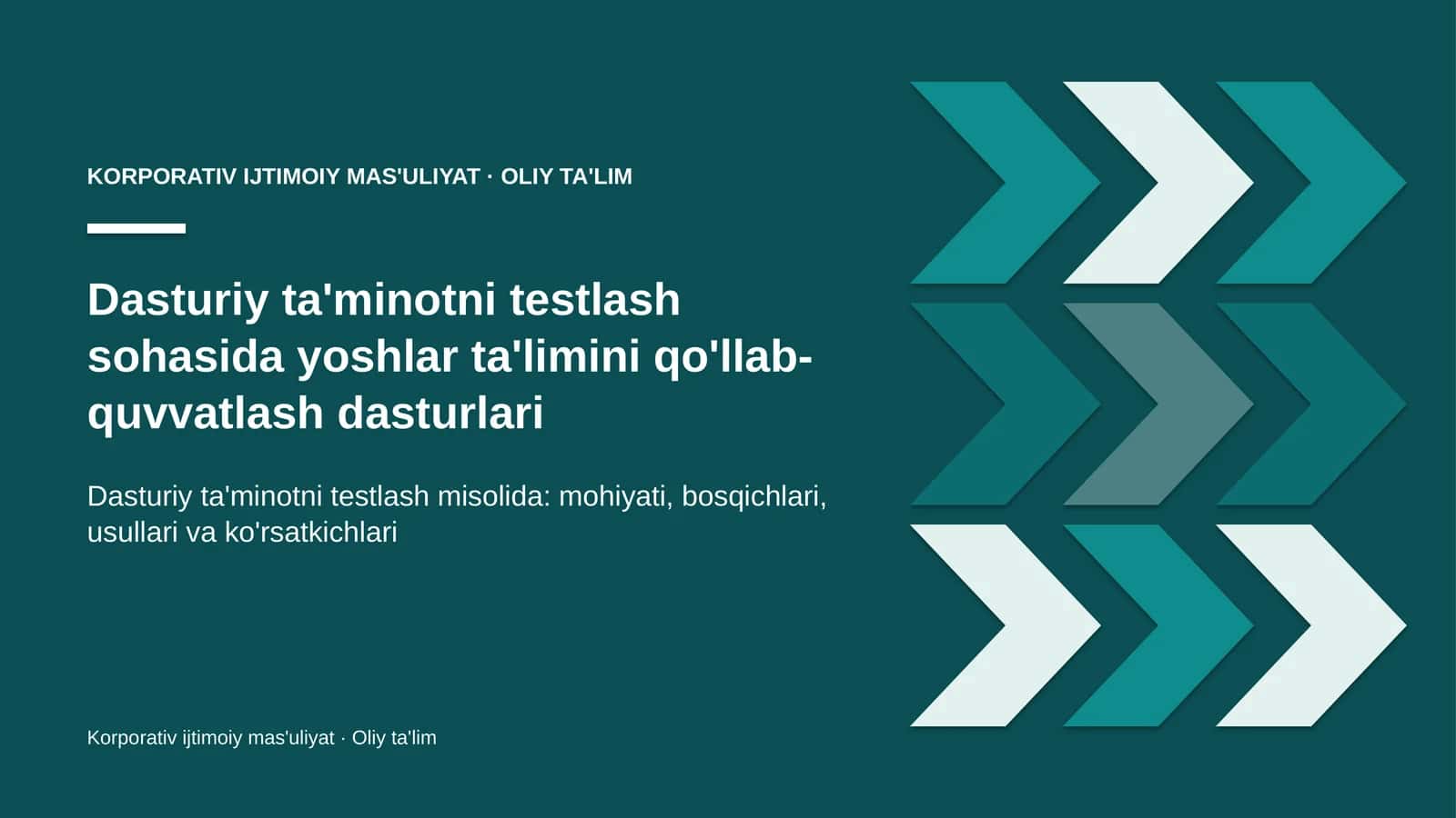 dasturiy ta'minotni testlash sohasida yoshlar ta'limini qo'llab quvvatlash dasturlari 3352