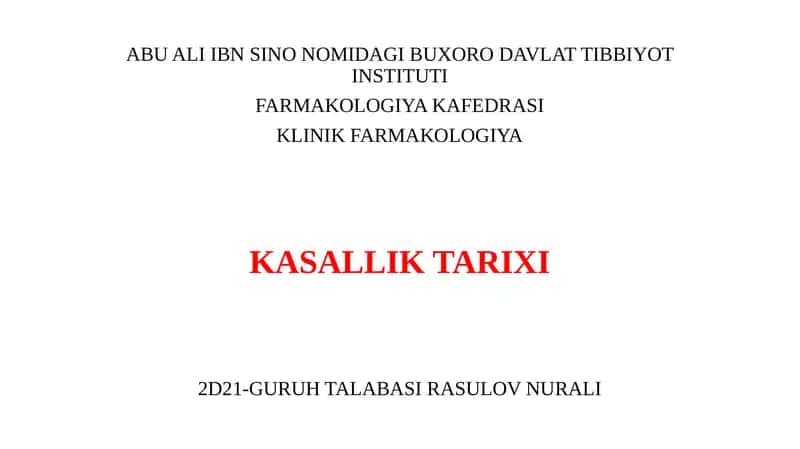 Farmakologiya-kasallik tarixi