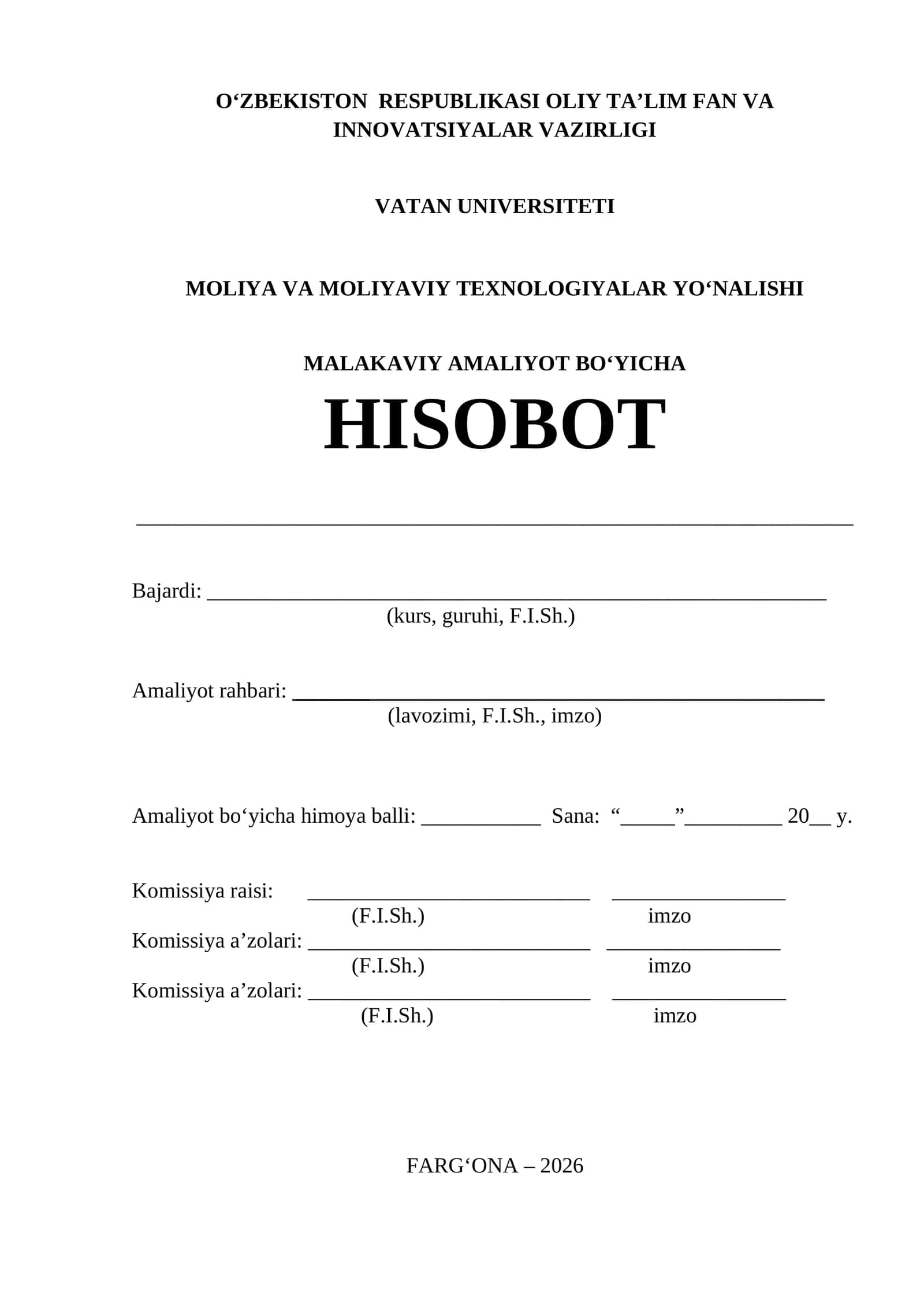 "Woolontex" MCHJ boyicha amaliyot hisoboti. (korxona to‘qimachilik va ipakchilik sohasi)