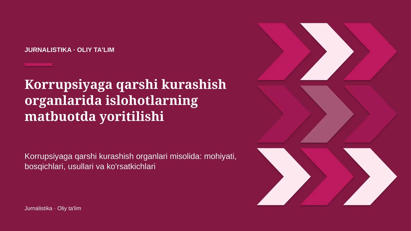 Korrupsiyaga qarshi kurashish organlarida islohotlarning matbuotda yoritilishi
