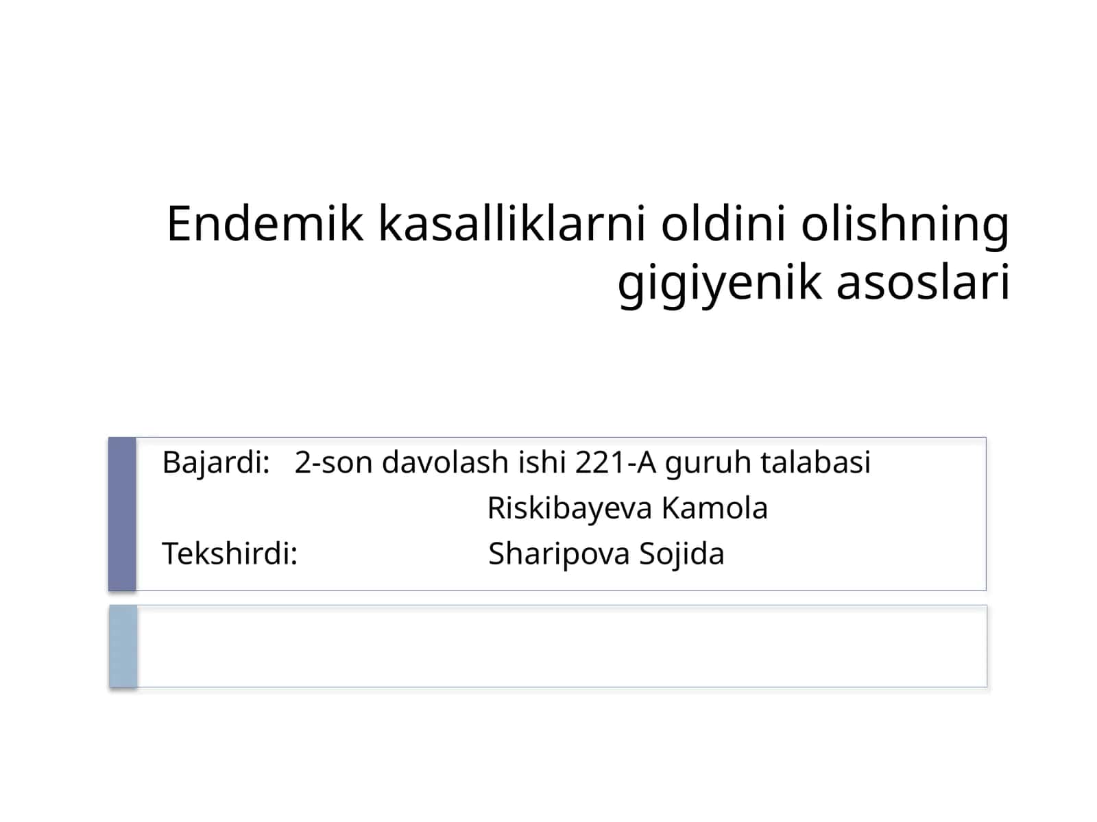 Endemik kasalliklarni oldini olishning gigiyenik asoslari