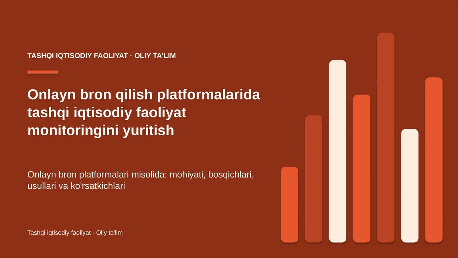 Onlayn bron qilish platformalarida tashqi iqtisodiy faoliyat monitoringini yuritish
