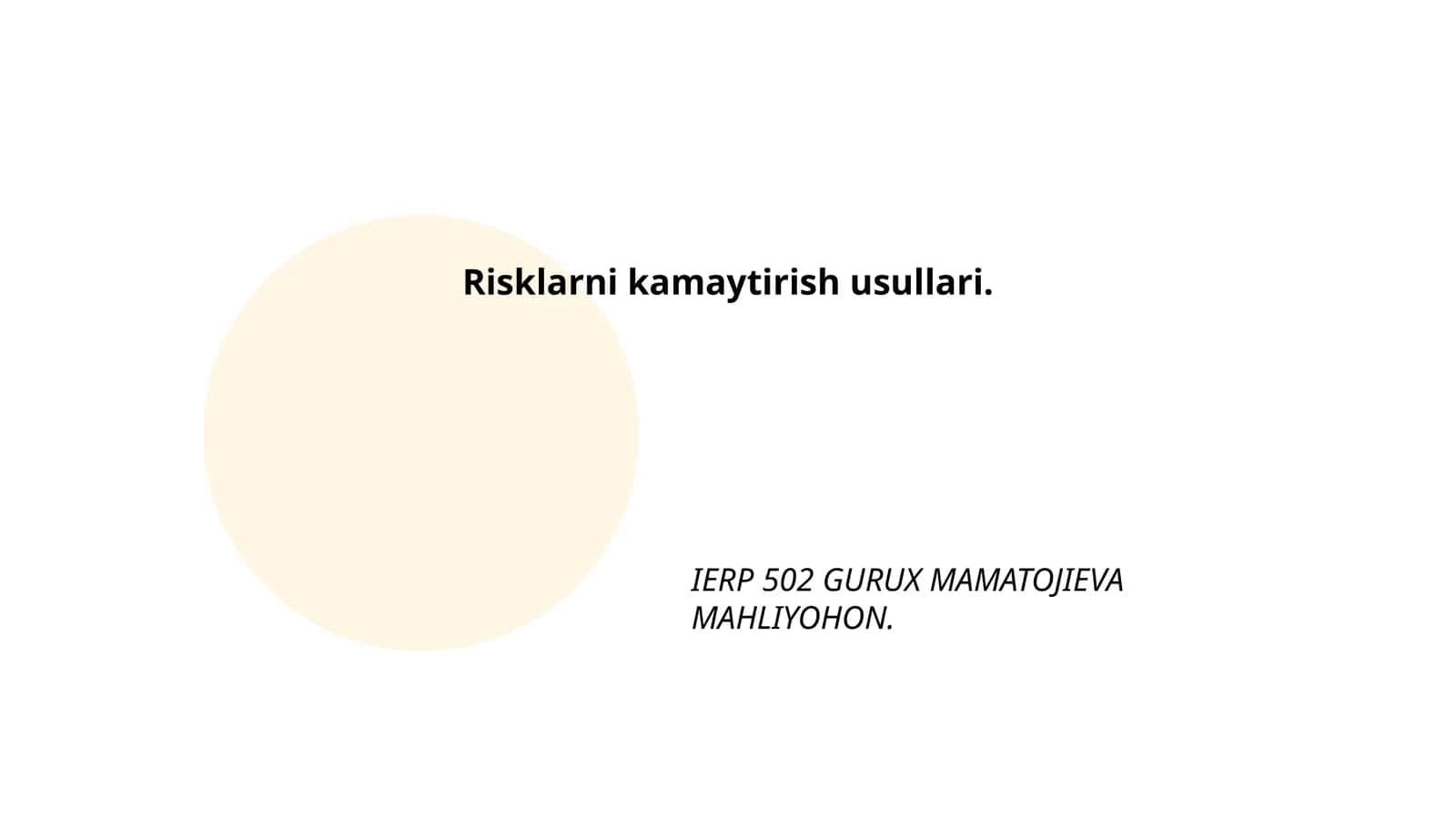 Risklarni kamaytirish usullari
