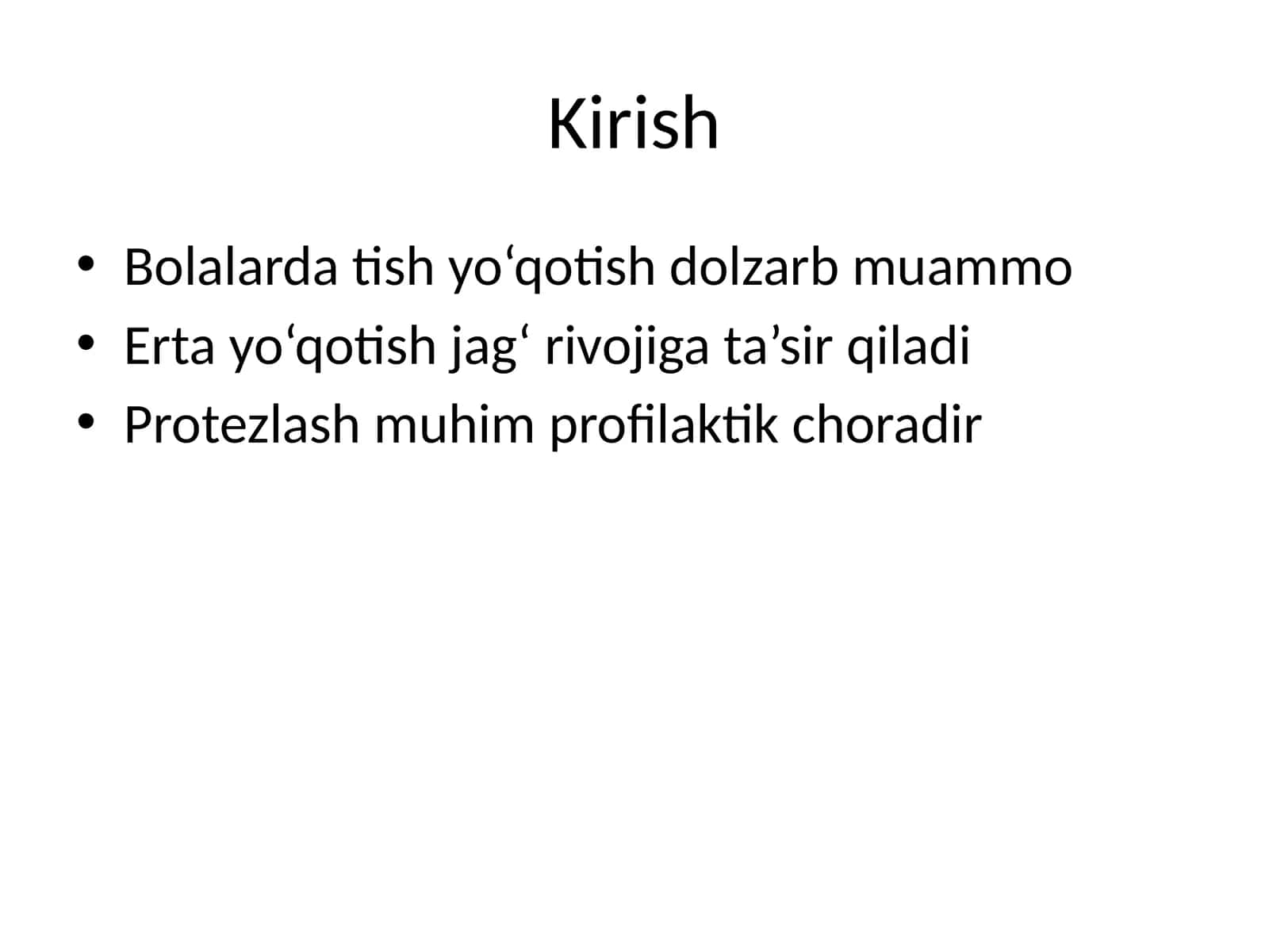 Bolalarda tish yo‘qotish dolzarb muammo