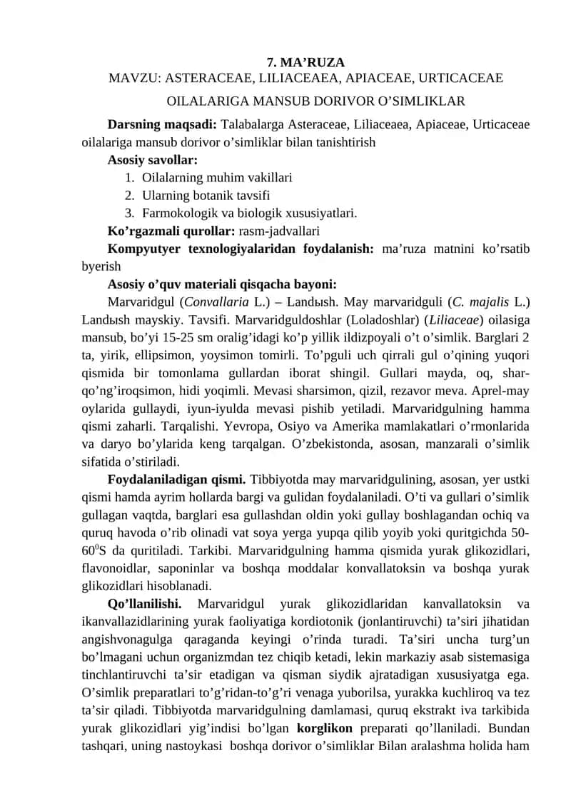 Marvaridgul (Convallaria L.) – Landыsh