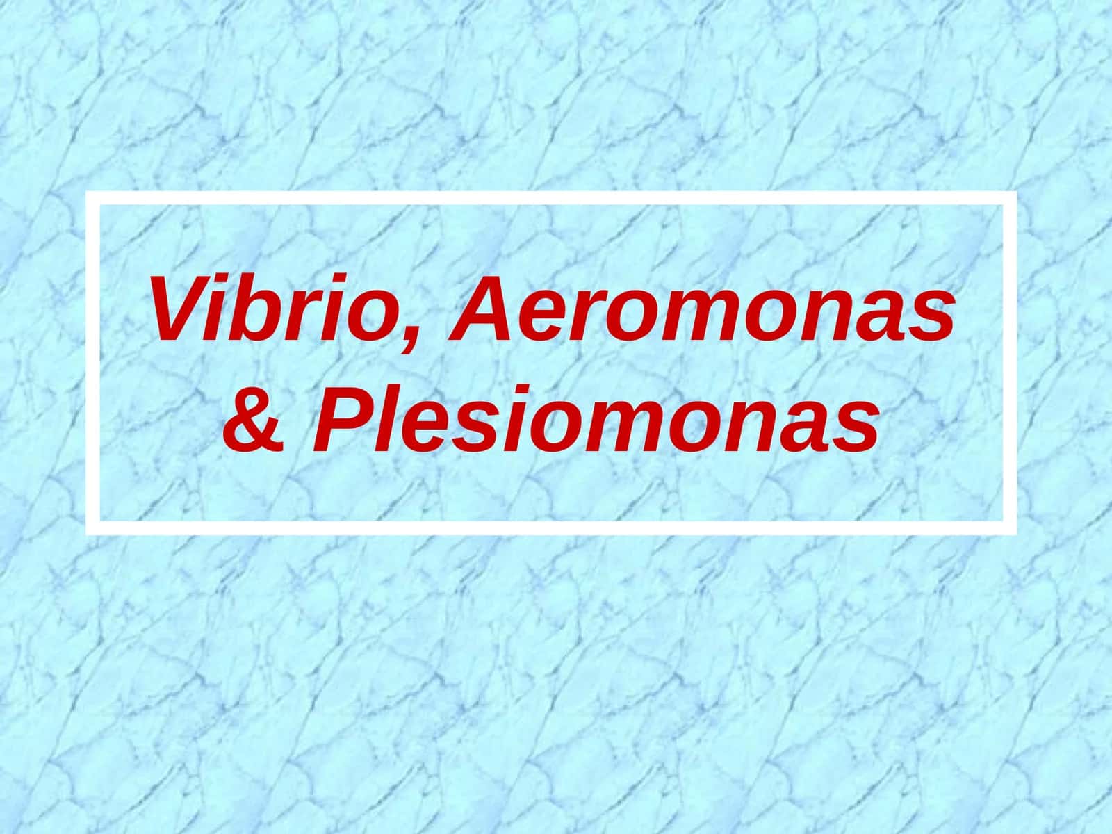 Vibrio, Aeromonas&Plesiomonas