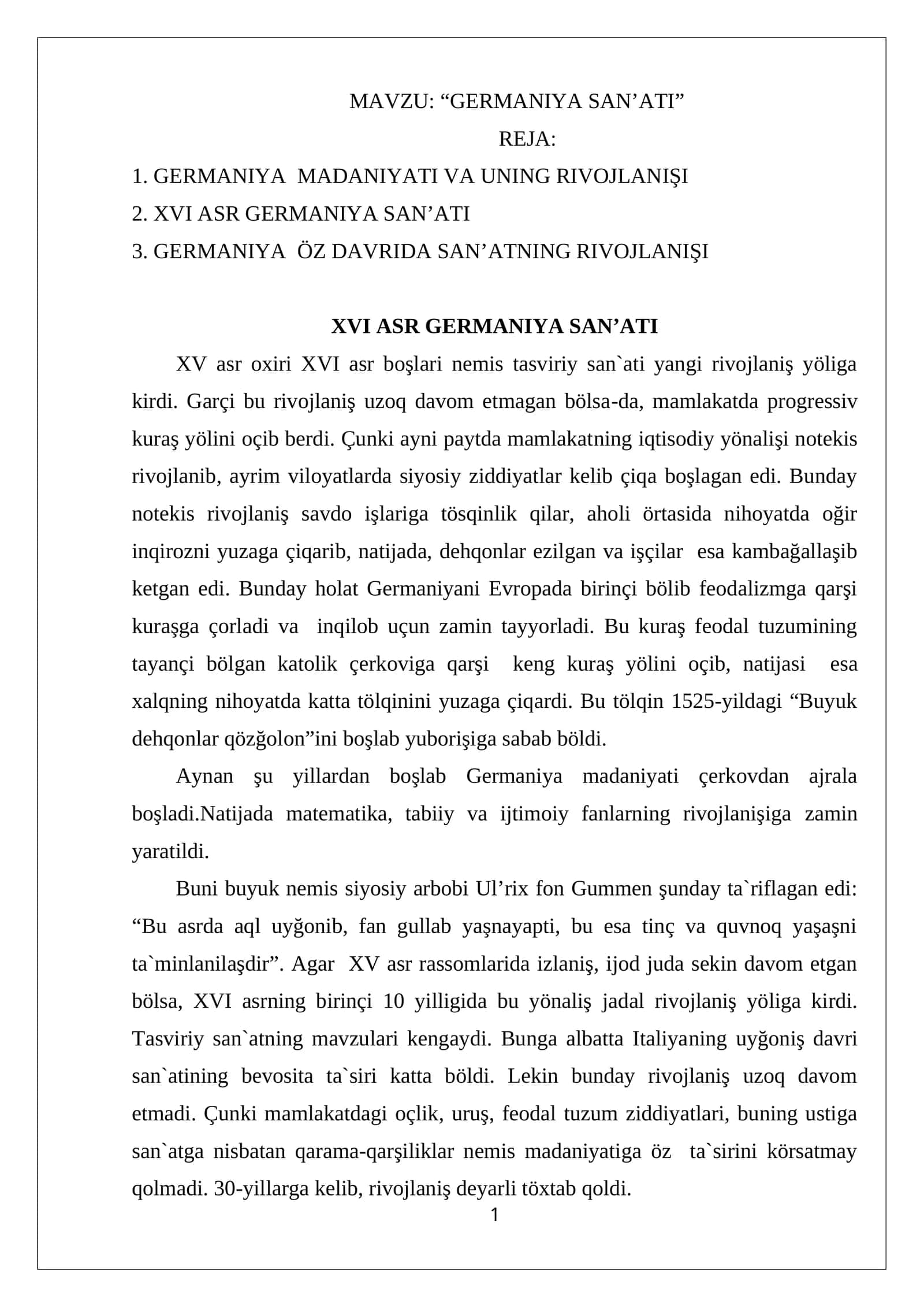 GERMANIYA SAN’ATI