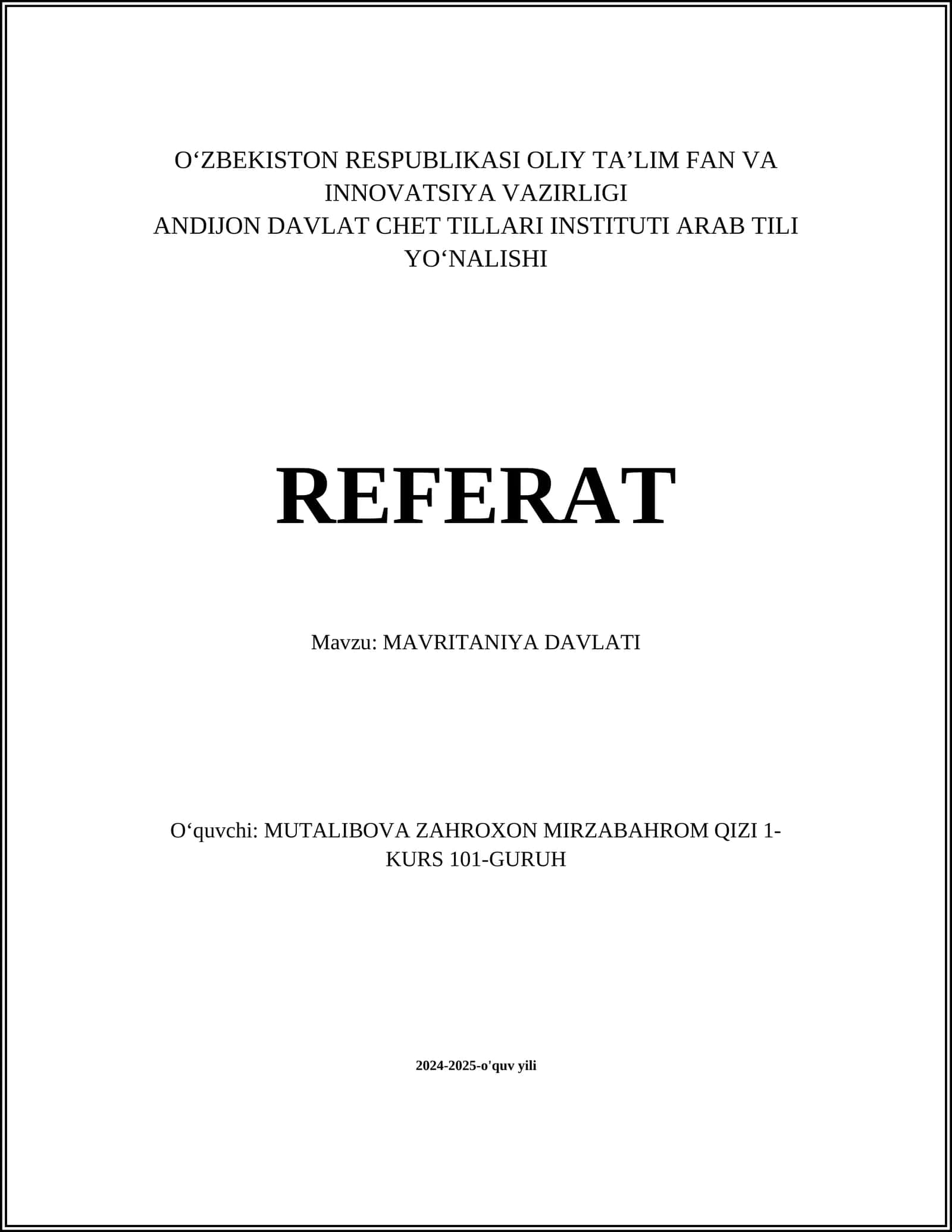 MAVRITANIYA DAVLATI