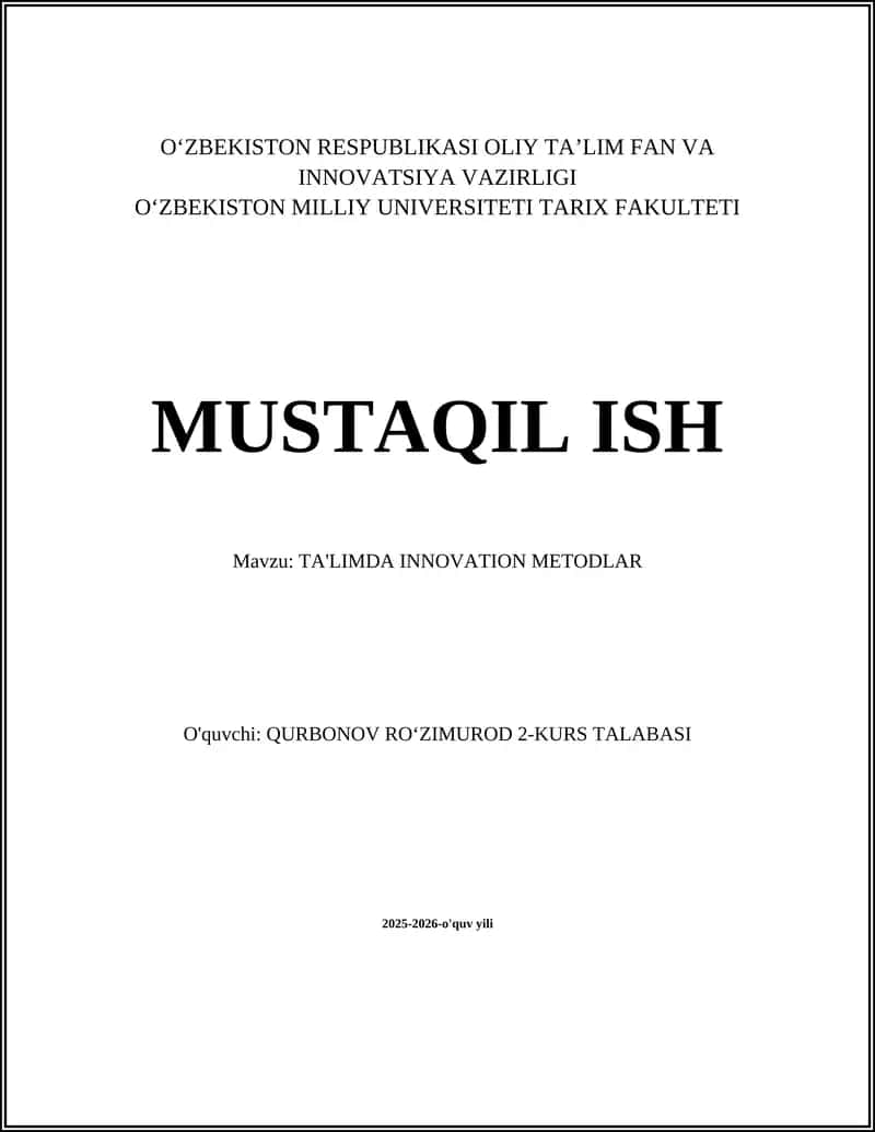 TA'LIMDA INNOVATION METODLAR