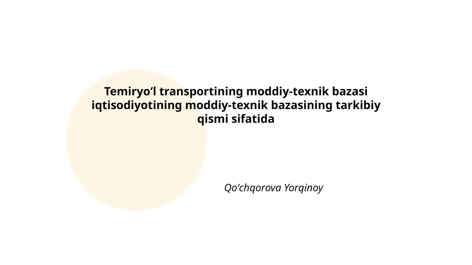 Temiryo'l transportining moddiy-texnik bazasi