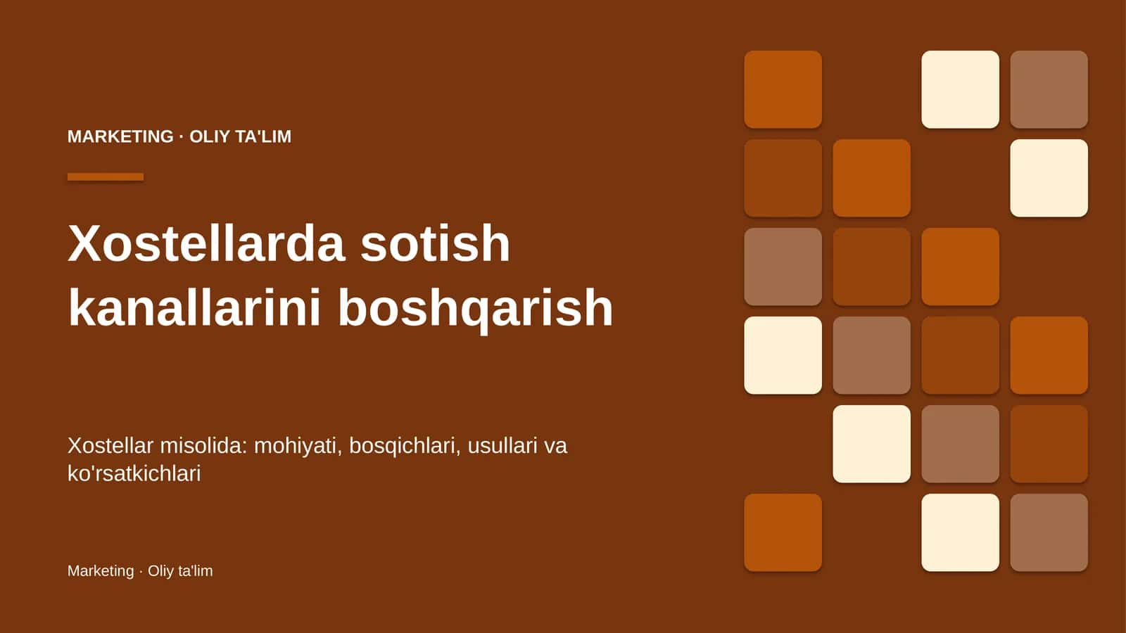 Xostellarda sotish kanallarini boshqarish